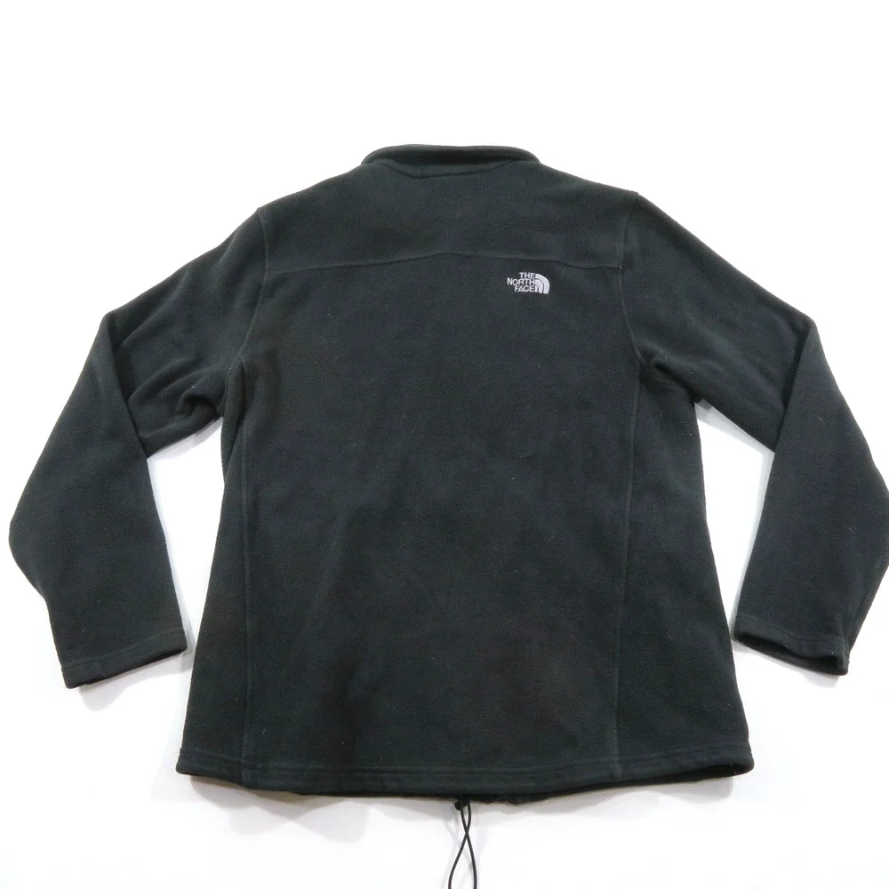The North Face Fleece Jacket Black Gray Logo Zip Front Mens XL